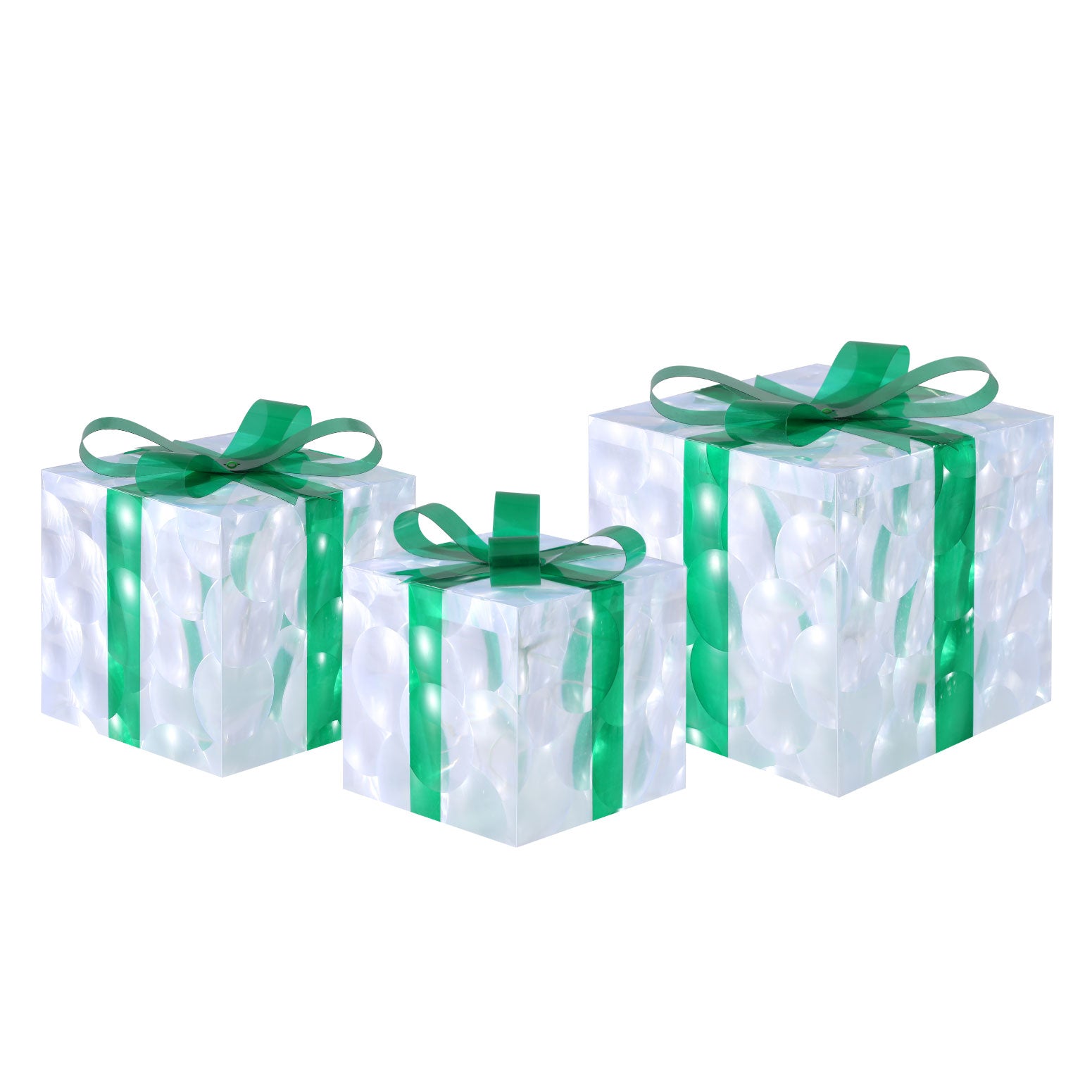 3PCS Christmas Present Light Display Set – Warm White LED Battery Operated
