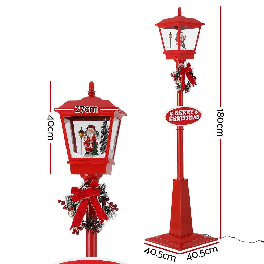 1.8M Christmas Lamp Post – LED Street Light with Santa, Tree & Snowfall