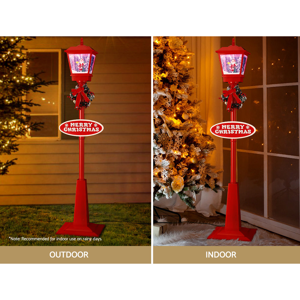 1.8M Christmas Lamp Post – LED Street Light with Santa, Tree & Snowfall