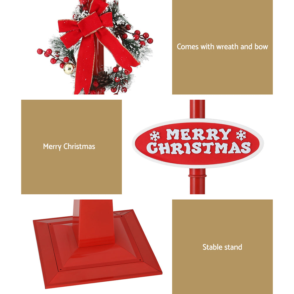 1.8M Christmas Lamp Post – LED Street Light with Santa, Tree & Snowfall