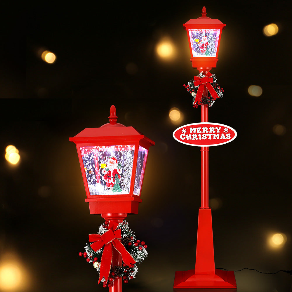 1.8M Christmas Lamp Post – LED Street Light with Santa, Tree & Snowfall