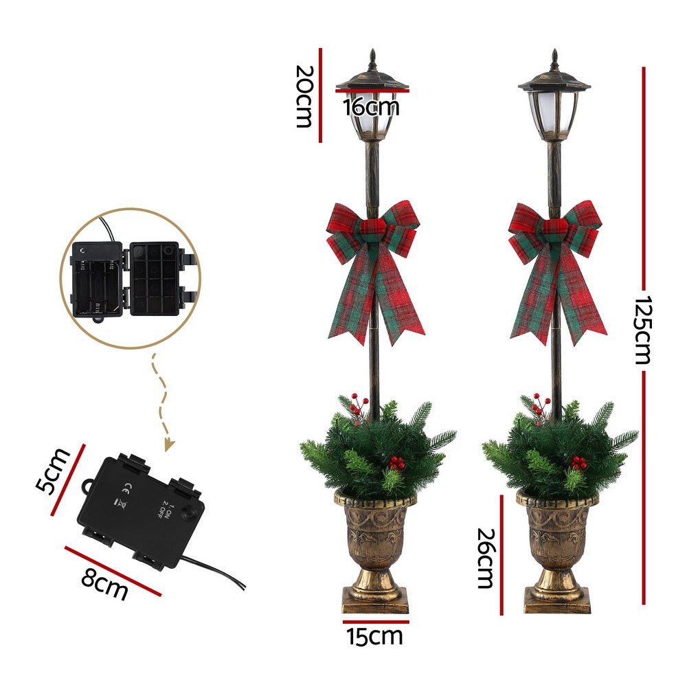 125cm Classic Christmas Lamp Posts (Set of 2) with 50 Warm LEDs