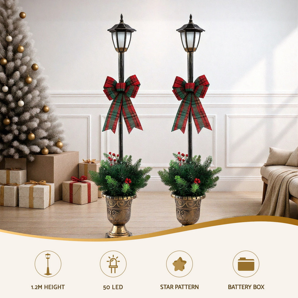 125cm Classic Christmas Lamp Posts (Set of 2) with 50 Warm LEDs