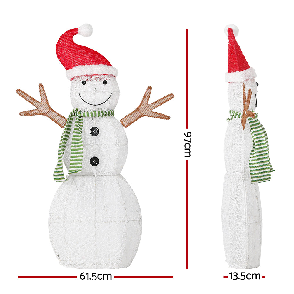 3D Snowman Christmas Light Display – Warm White LED Indoor/Outdoor