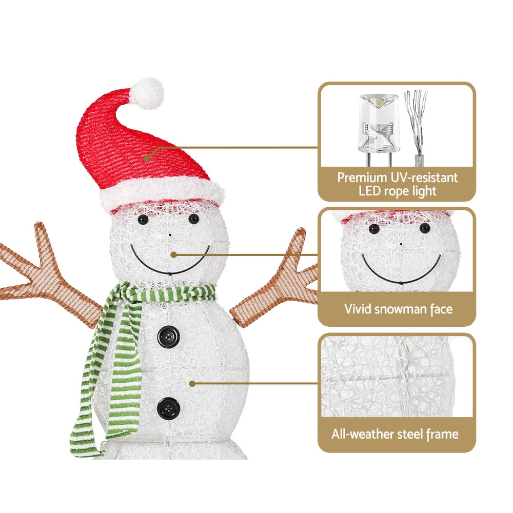 3D Snowman Christmas Light Display – Warm White LED Indoor/Outdoor
