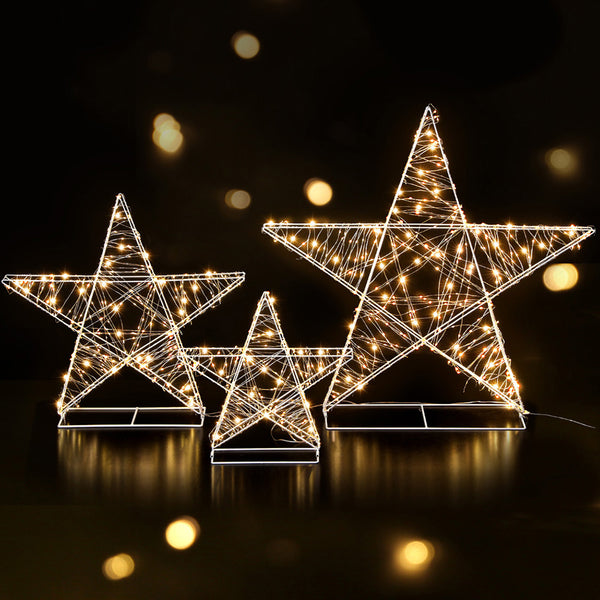 3-Piece Star Motif Light Set – Warm White LEDs 900 Lights