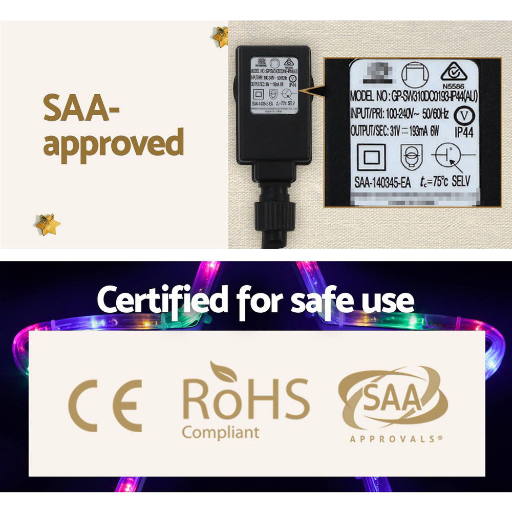 6.2FT LED Rope Light Christmas Tree – 288 Multi-Colour Lights, Indoor & Outdoor