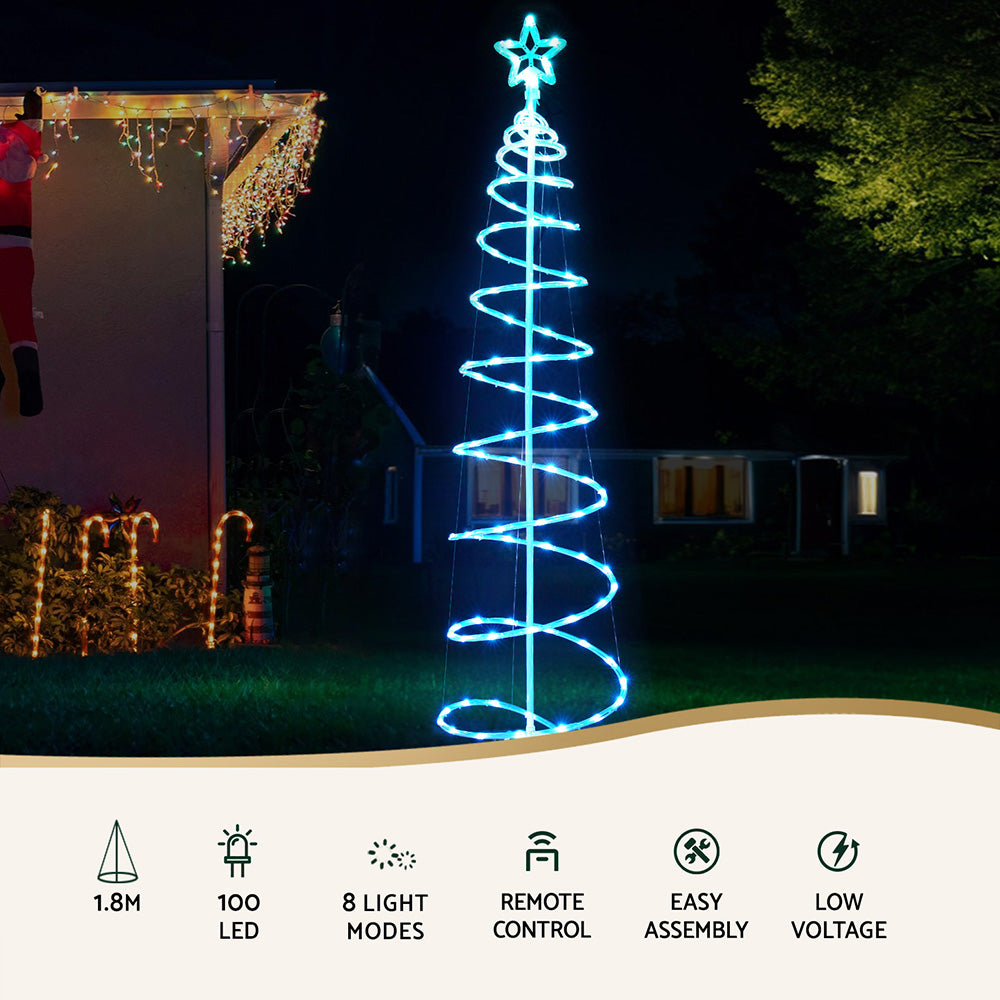 7FT LED Christmas Tree – 100 RGB Rope Lights with Remote Control
