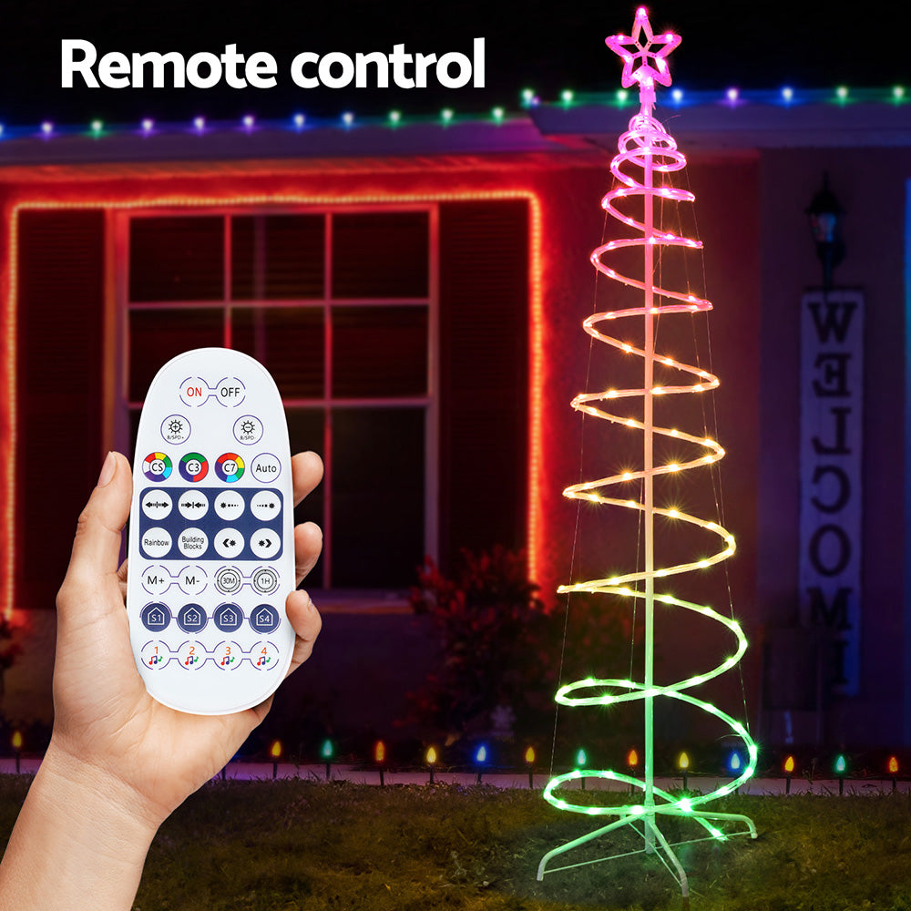 7FT LED Christmas Tree – 100 RGB Rope Lights with Remote Control