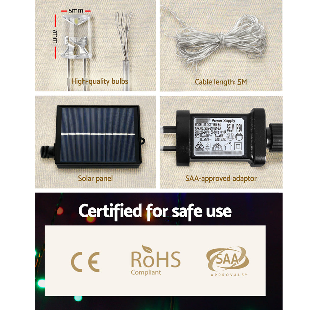 3M/5M Six-Strand Cascading Christmas Lights – Solar or Plug-In LED Display