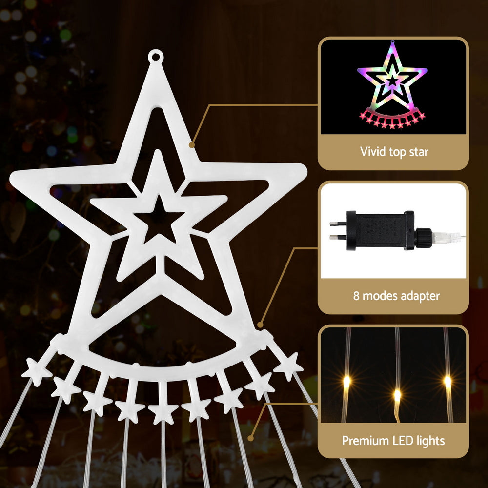 3.8M Waterfall Christmas Lights with Star Topper – 340 LED