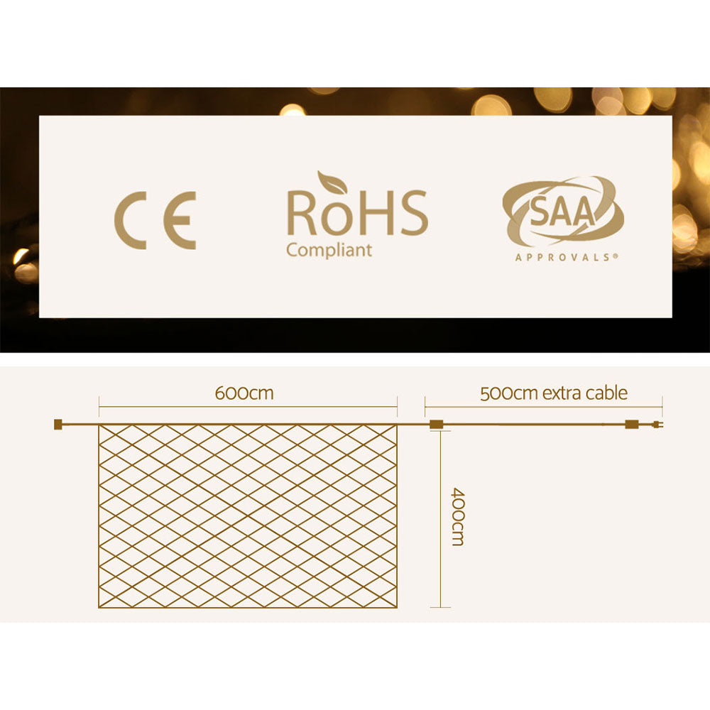 Warm White LED Net Lights – 2 Sizes, 8 Modes, Indoor/Outdoor
