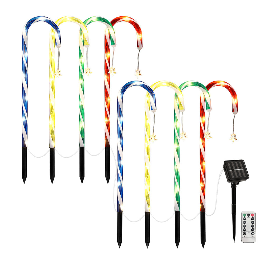8PCS Christmas Pathway Lights – 72 LED Candy Cane Set