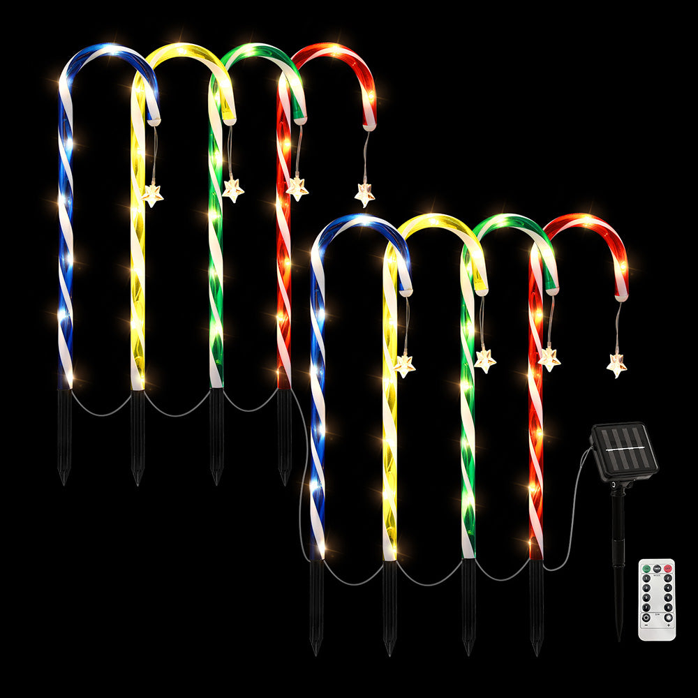8PCS Christmas Pathway Lights – 72 LED Candy Cane Set