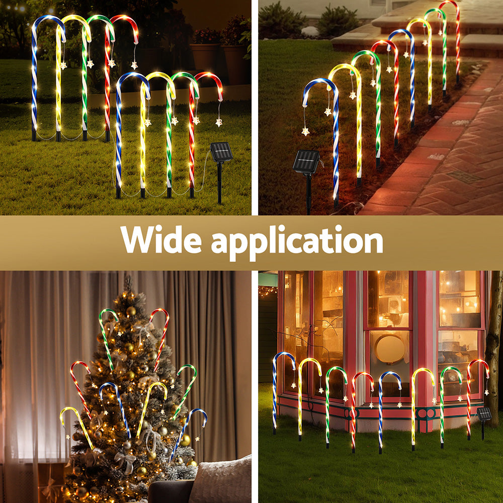 8PCS Christmas Pathway Lights – 72 LED Candy Cane Set