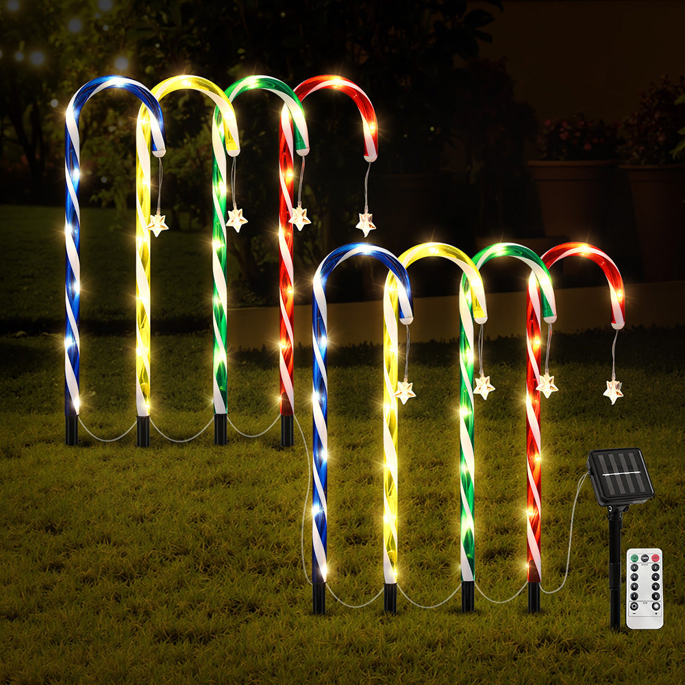 8PCS Christmas Pathway Lights – 72 LED Candy Cane Set