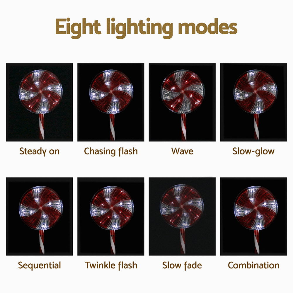 4PCS Solar Christmas Lollypop Pathway Lights – Cold White LED Stakes