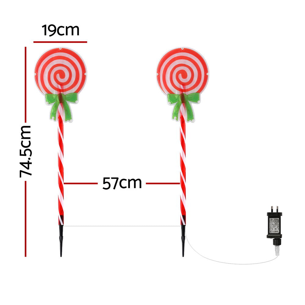 4PCS Christmas Pathway Lollypop Lights – Cold White LED Ground Stakes