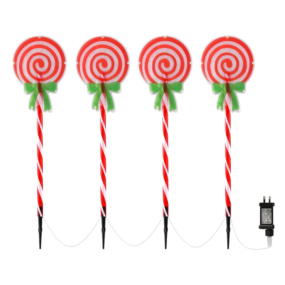 4PCS Christmas Pathway Lollypop Lights – Cold White LED Ground Stakes