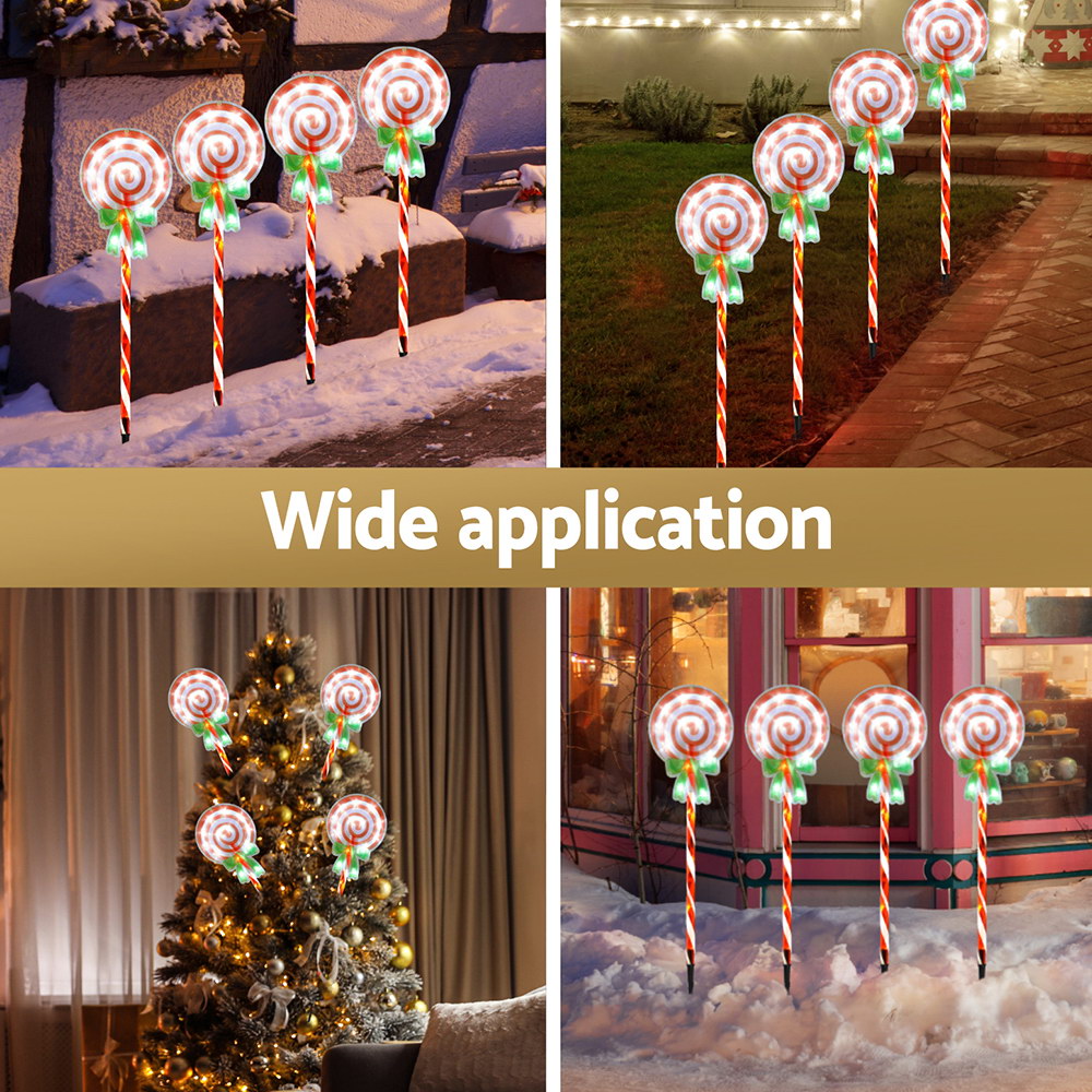 4PCS Christmas Pathway Lollypop Lights – Cold White LED Ground Stakes