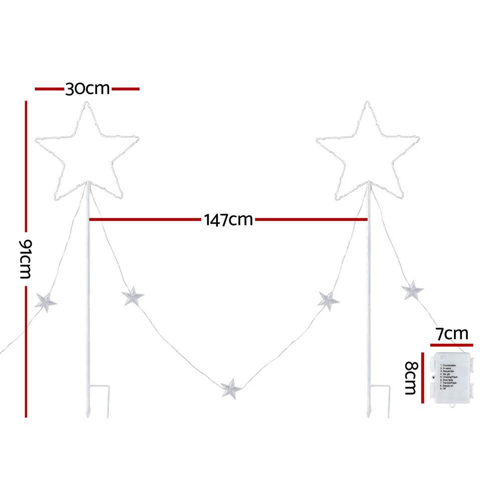 4PCS Christmas Pathway Star Lights – 144 LED Garden Set