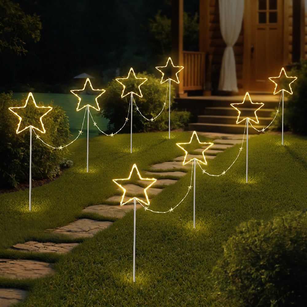 4PCS Christmas Pathway Star Lights – 144 LED Garden Set