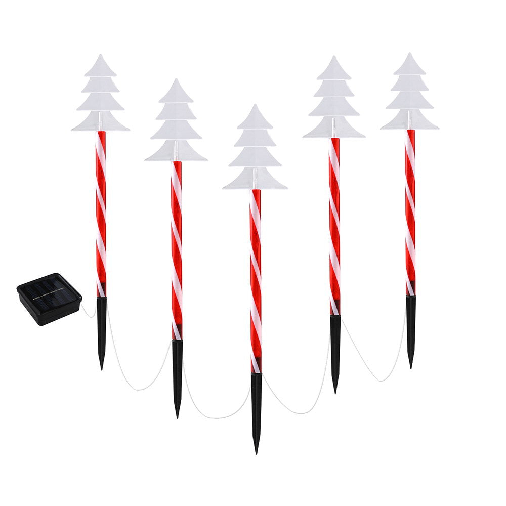 5PCS Solar Christmas Tree Path Lights – Warm White LED Stakes