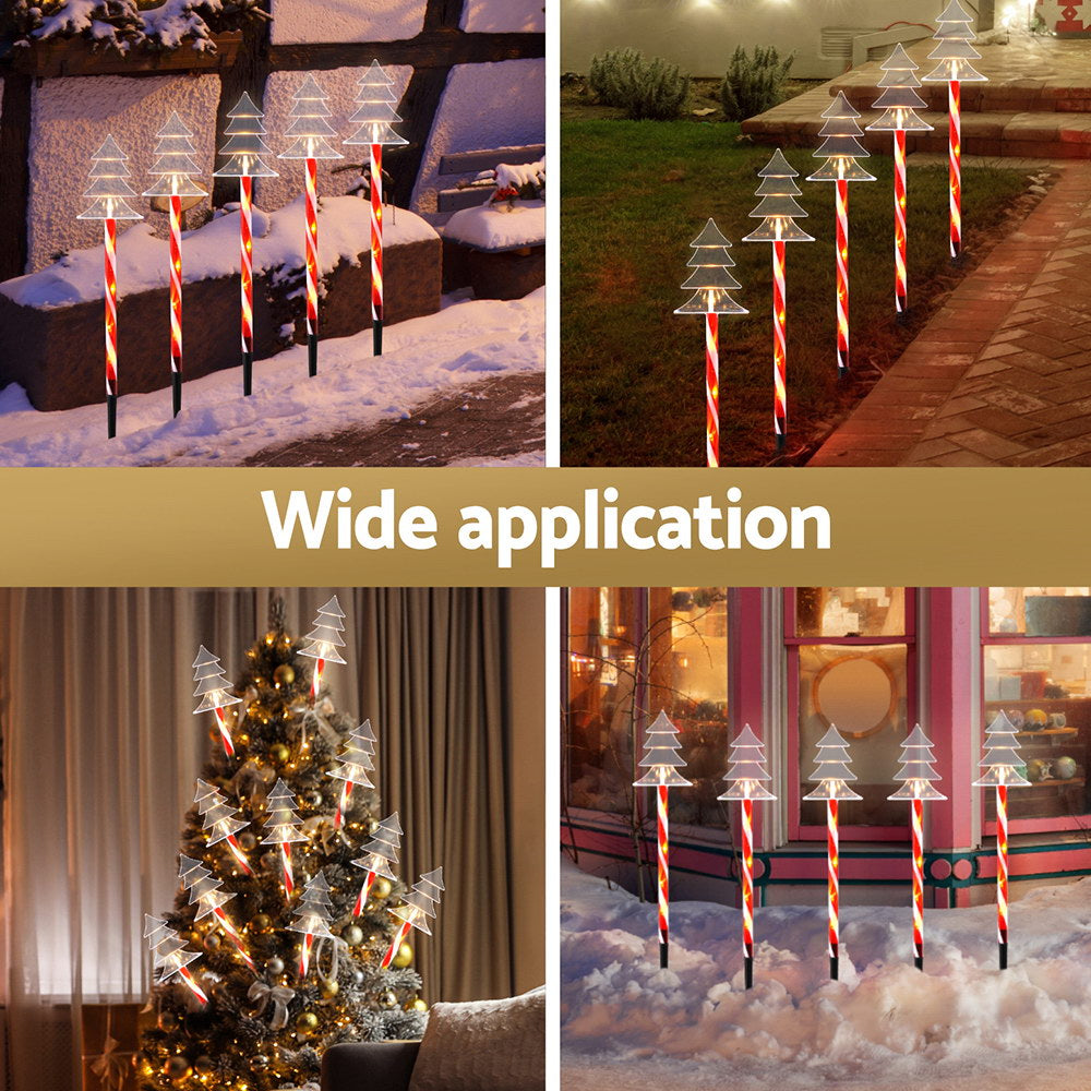 5PCS Solar Christmas Tree Path Lights – Warm White LED Stakes