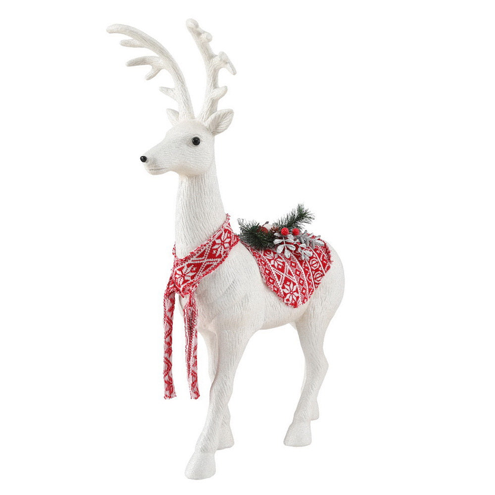 80CM Standing Deer Christmas Ornament – White Glitter Finish