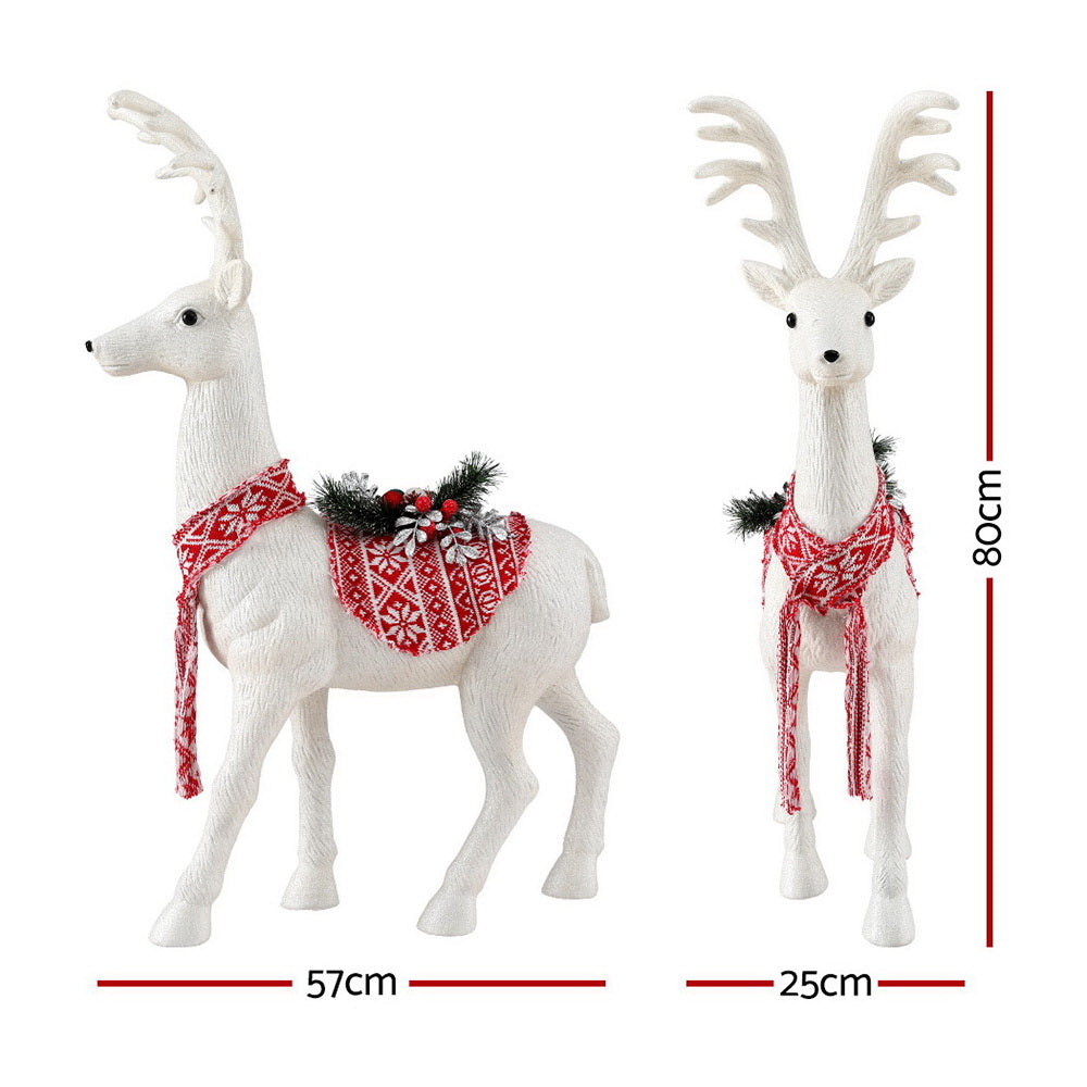 80CM Standing Deer Christmas Ornament – White Glitter Finish