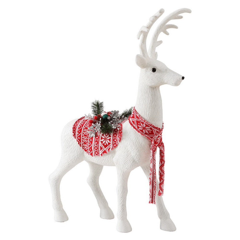 80CM Standing Deer Christmas Ornament – White Glitter Finish