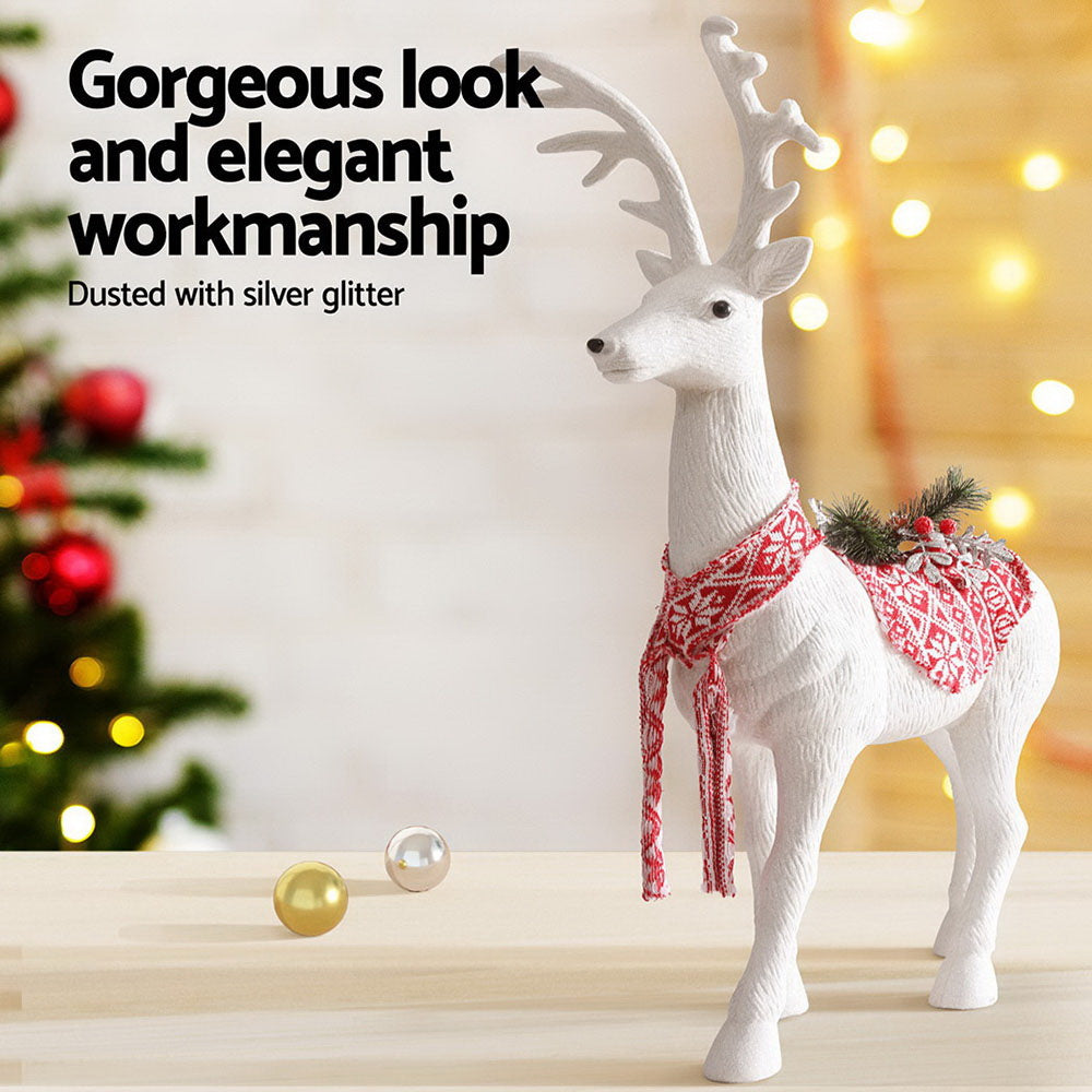 80CM Standing Deer Christmas Ornament – White Glitter Finish