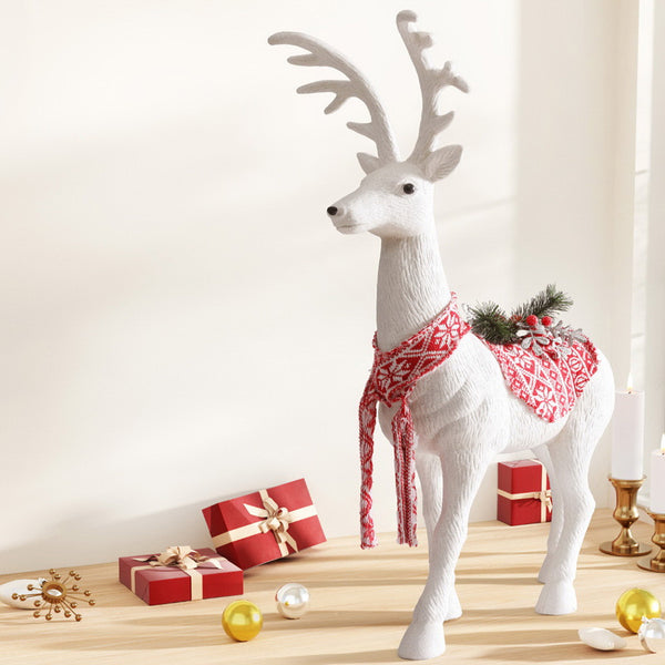 80CM Standing Deer Display – White Glitter Decoration