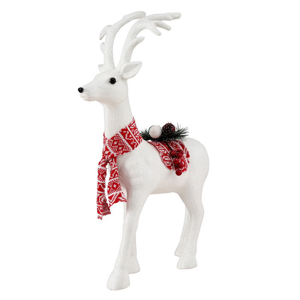 60CM Standing Deer Christmas Ornament – White Glitter Finish