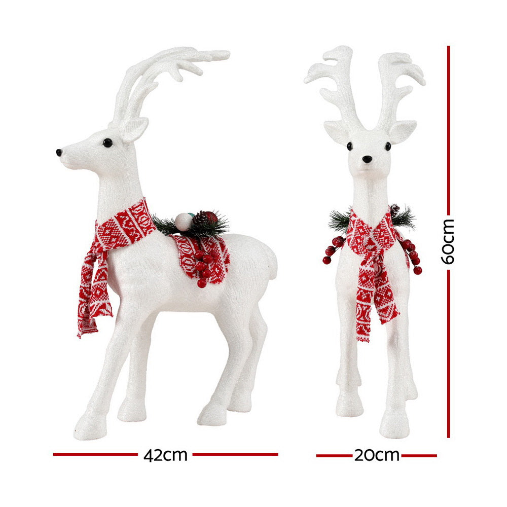 60CM Standing Deer Christmas Ornament – White Glitter Finish