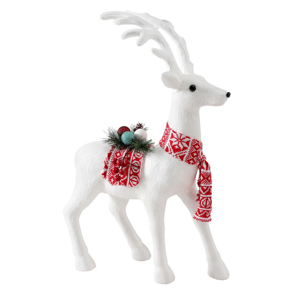 60CM Standing Deer Christmas Ornament – White Glitter Finish