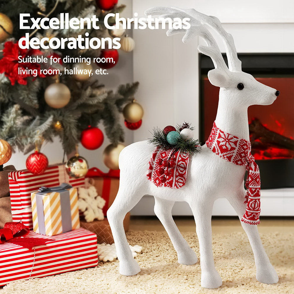 60CM Standing Deer Christmas Ornament – White Glitter Finish