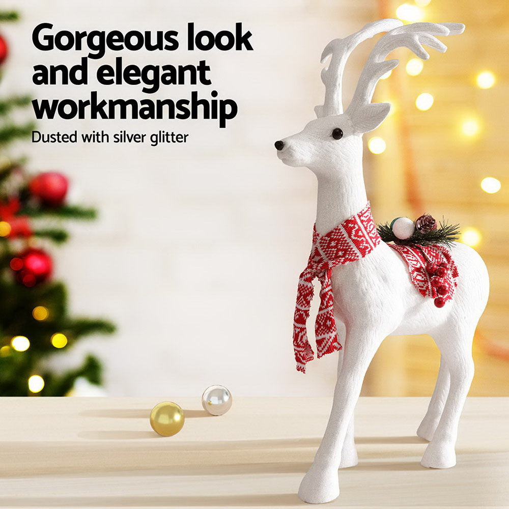 60CM Standing Deer Christmas Ornament – White Glitter Finish