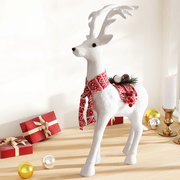 60CM Standing Deer Display – White Glitter Decoration