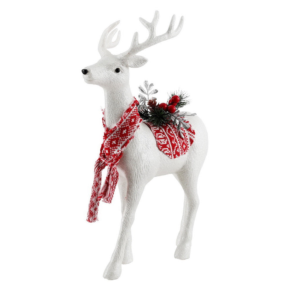 45CM White Standing Deer Ornament – Festive Elegance for Your Home
