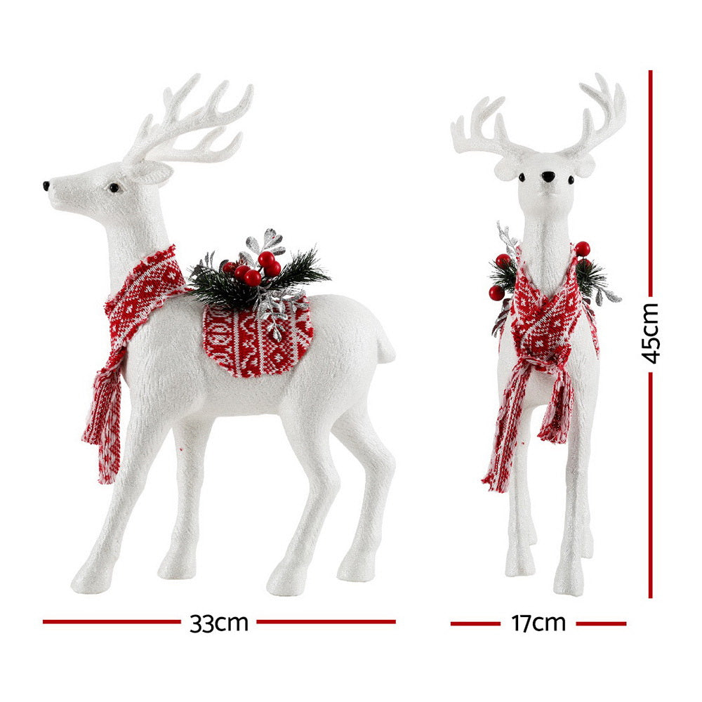 45CM White Standing Deer Ornament – Festive Elegance for Your Home