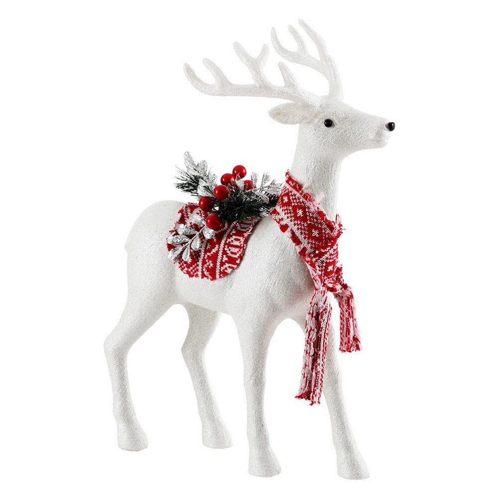 45CM White Standing Deer Ornament – Festive Elegance for Your Home