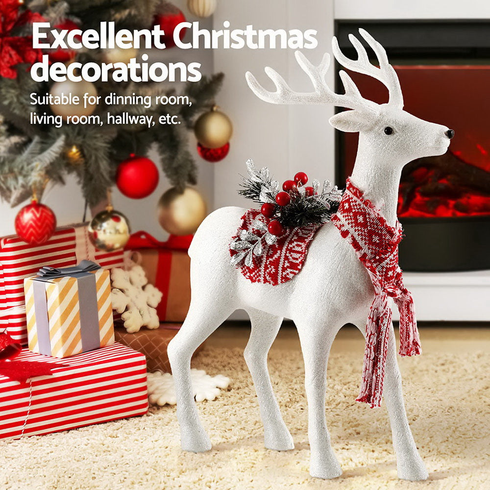 45CM White Standing Deer Ornament – Festive Elegance for Your Home