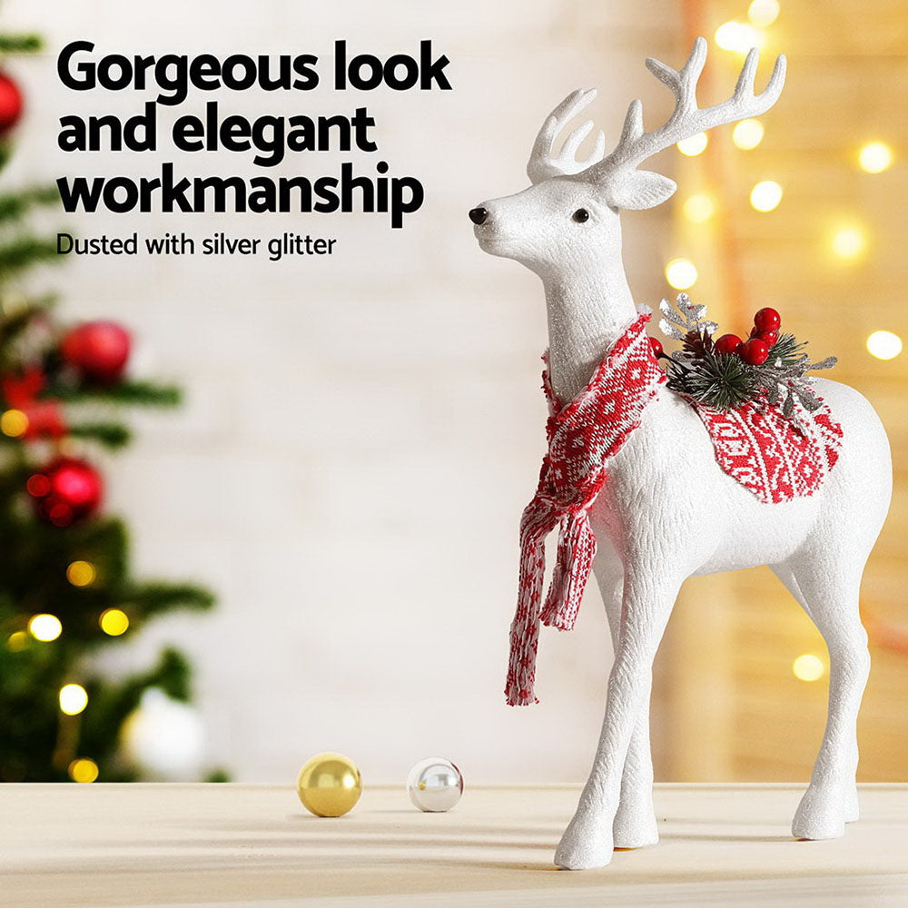45CM White Standing Deer Ornament – Festive Elegance for Your Home