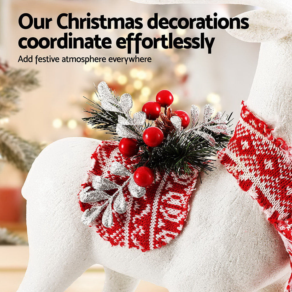 45CM White Standing Deer Ornament – Festive Elegance for Your Home