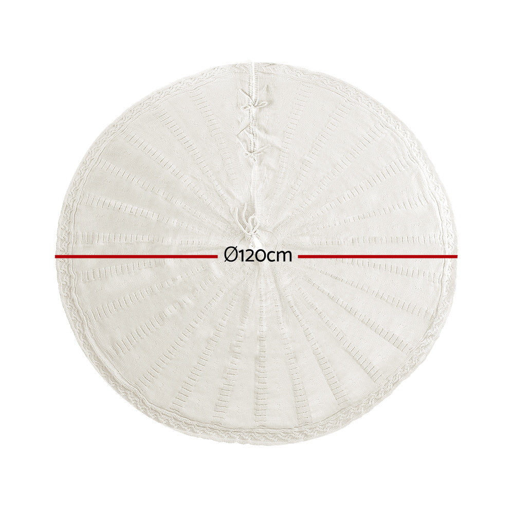 120CM Knitted Christmas Tree Skirt – Beige