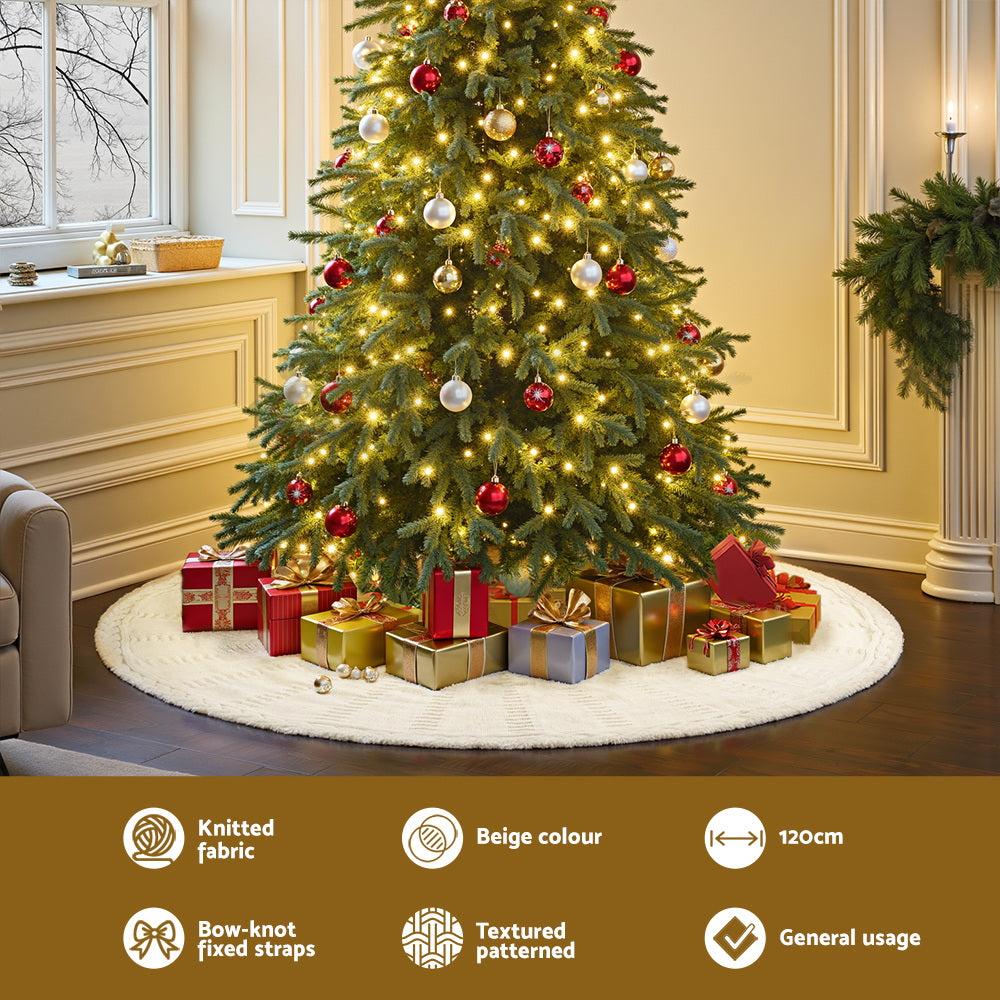 120CM Knitted Christmas Tree Skirt – Beige