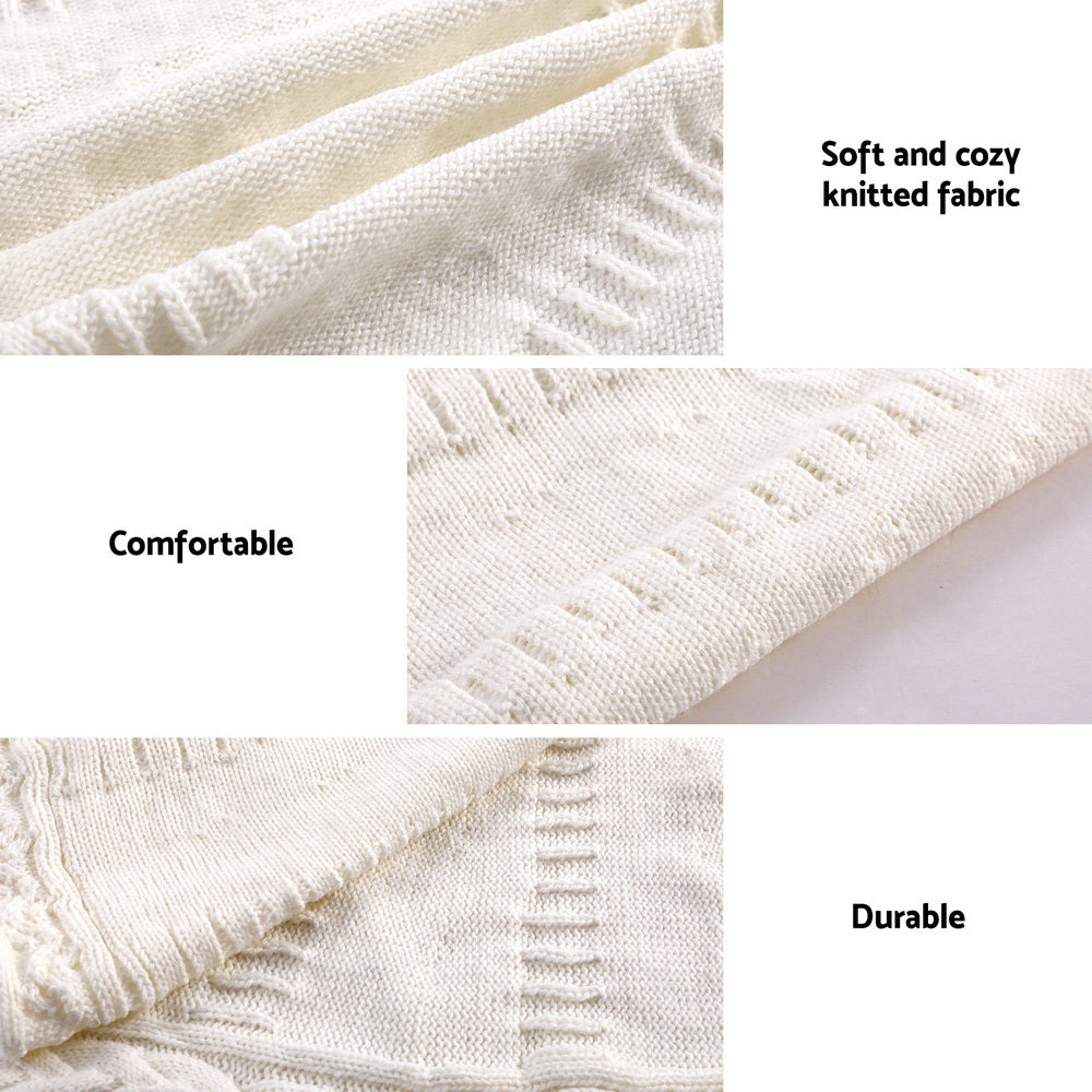 120CM Knitted Christmas Tree Skirt – Beige