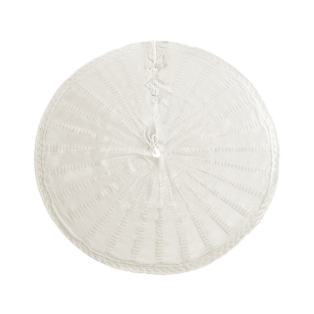 90CM Knitted Christmas Tree Skirt – Beige
