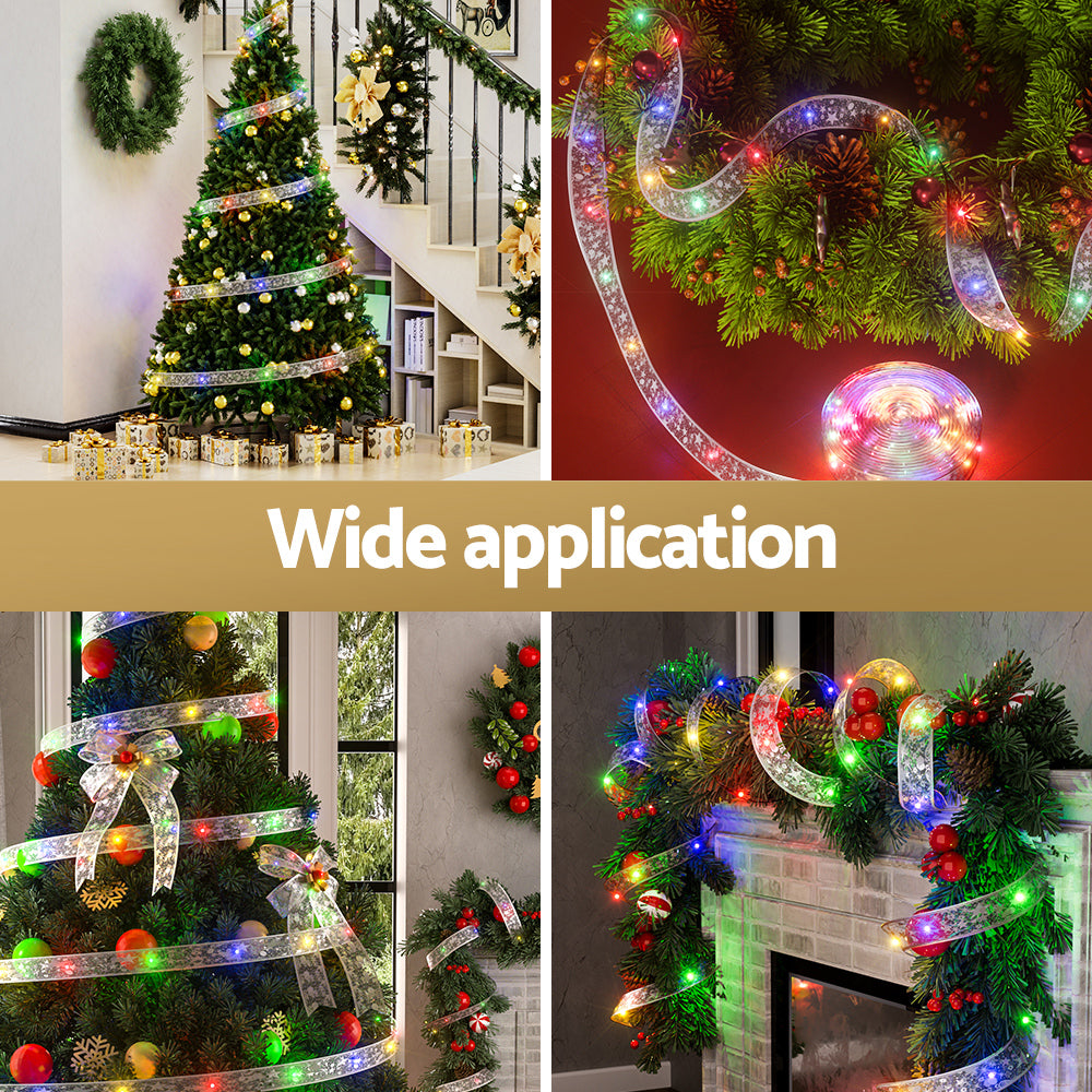 20M Fairy Ribbon Christmas Lights – 200 LEDs, 8 Modes, Multi or Warm White